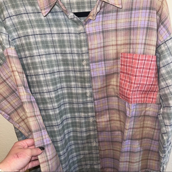 New Purple & Sage Plaid Flannel Button Down Pocket Shirt Small Medium Large - Picture 14 of 16